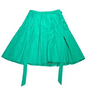 Cato Pleated A-Line Midi Skirt Women's Size 12 Green with Belt Lined Casual